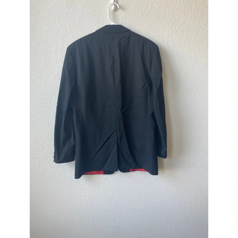 Hugo Boss Men Solid Red Lining Modern Blazer Size 40R Black Red